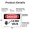 Signmission 13200 Volts Danger Sign, Plastic, 14in W x 10in L, 2PK OS-2PACK-DS-P-1014-L-1006 - alternate 4